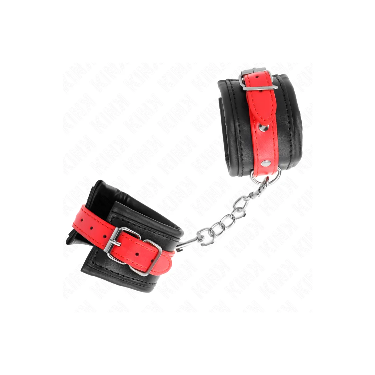 Handgelenkfesseln Schwarz mit Rotem Gürtel Verstellbar 17-28 cm X 6 cm von Kink Wrist Restraint | Fesselliebe.de