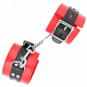 Handgelenkfesseln Rot mit Schwarzem Gürtel Verstellbar 17-28 cm X 6 cm von Kink Wrist Restraint