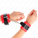 Handgelenkfesseln Rot mit Schwarzem Gürtel Verstellbar 17-28 cm X 6 cm von Kink Wrist Restraint | Fesselliebe.de