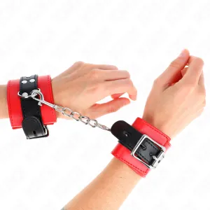 Handgelenkfesseln Rot mit Schwarzem Gürtel Verstellbar 17-28 cm X 6 cm von Kink Wrist Restraint