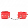 Premium gefütterte Handgelenkfesseln Rot mit Rotem Gürtel Verstellbar 17-29 cm X 6 cm von Kink Wrist Restraint