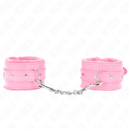 Premium gefütterte Handgelenkfesseln Rosa mit Rosa Gürtel Verstellbar 17-29 cm X 6 cm von Kink Wrist Restraint | Fesselliebe.de