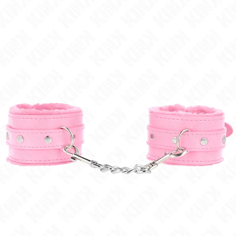 Premium gefütterte Handgelenkfesseln Rosa mit Rosa Gürtel Verstellbar 17-29 cm X 6 cm von Kink Wrist Restraint | Fesselliebe.de