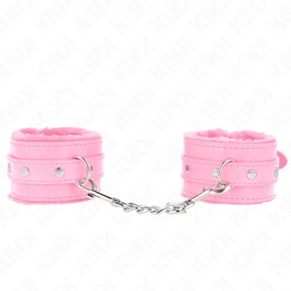 Premium gefütterte Handgelenkfesseln Rosa mit Rosa Gürtel Verstellbar 17-29 cm X 6 cm von Kink Wrist Restraint | Fesselliebe.de