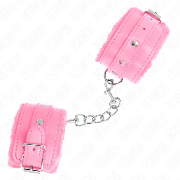 Premium gefütterte Handgelenkfesseln Rosa mit Rosa Gürtel Verstellbar 17-29 cm X 6 cm von Kink Wrist Restraint | Fesselliebe.de