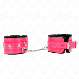 Premium Handgelenkfesseln Schwarz mit Himbeerrosen-Gürtel Verstellbar 17-29 cm X 6 cm von Kink Wrist Restraint | Fesselliebe.de