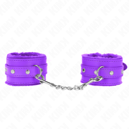 Premium gefütterte Handgelenkfesseln Lila mit Lila Gürtel Verstellbar 17-29 cm X 6 cm von Kink Wrist Restraint | Fesselliebe.de