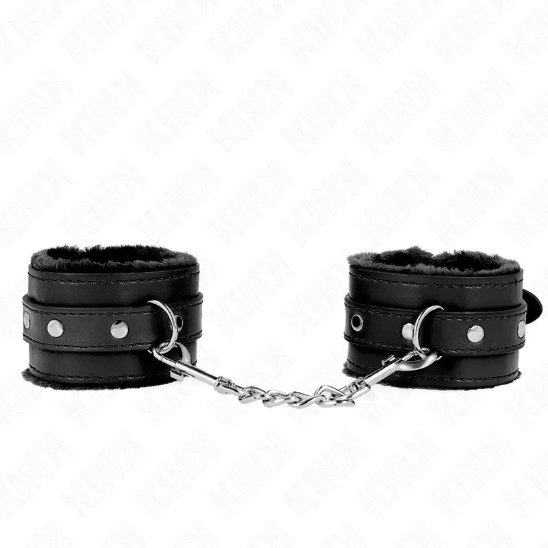 Premium Handgelenkfesseln Schwarz mit Schwarzem Gürtel Verstellbar 17-29 cm X 6 cm von Kink Wrist Restraint | Fesselliebe.de