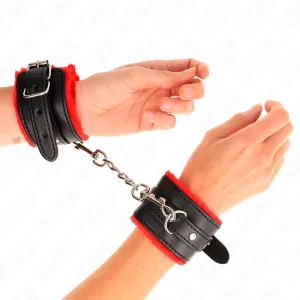 Premium Handgelenkfesseln Rot mit Schwarzem Gürtel Verstellbar 17-29 cm X 6 cm von Kink Wrist Restraint