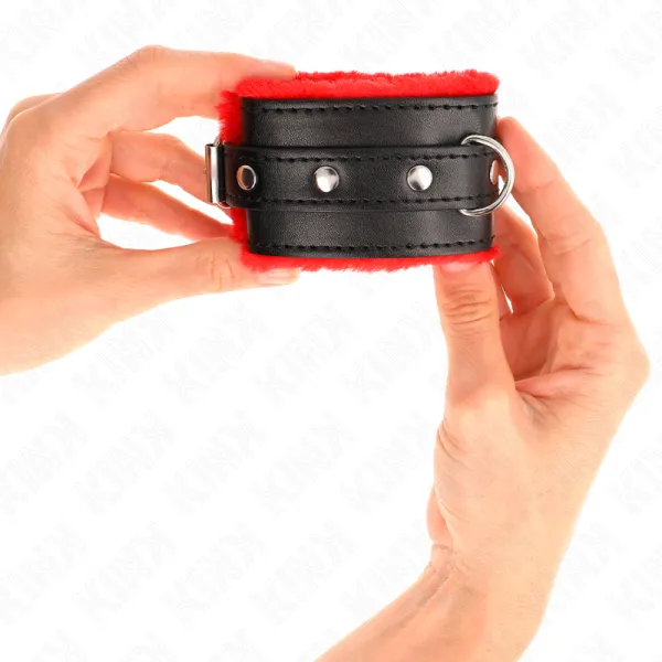 Premium Handgelenkfesseln Rot mit Schwarzem Gürtel Verstellbar 17-29 cm X 6 cm von Kink Wrist Restraint | Fesselliebe.de