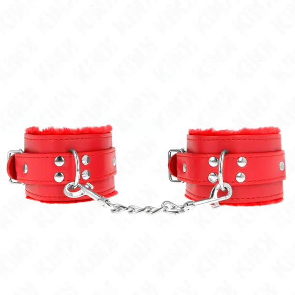 Handgelenkfesseln Rot mit Rotem Gürtel Verstellbar 17-29 cm X 6 cm von Kink Wrist Restraint | Fesselliebe.de