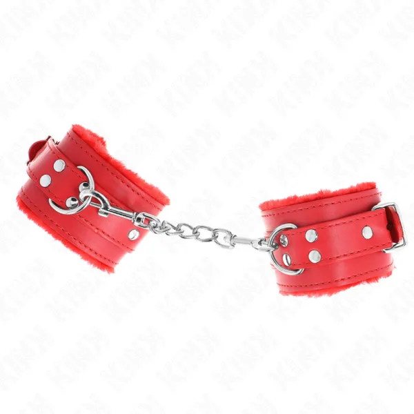 Handgelenkfesseln Rot mit Rotem Gürtel Verstellbar 17-29 cm X 6 cm von Kink Wrist Restraint | Fesselliebe.de