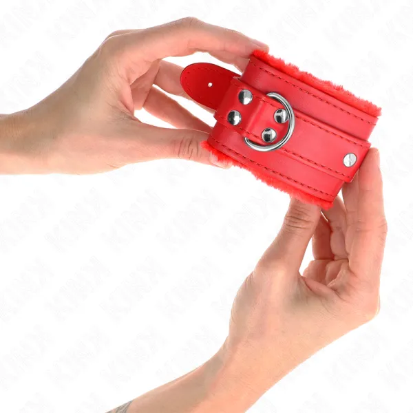 Handgelenkfesseln Rot mit Rotem Gürtel Verstellbar 17-29 cm X 6 cm von Kink Wrist Restraint | Fesselliebe.de