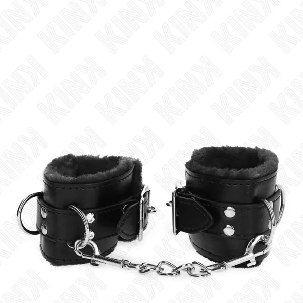 Handgelenkfesseln Schwarz mit Schwarzem Gürtel Verstellbar 17-29 cm X 6 cm von Kink Wrist Restraint | Fesselliebe.de