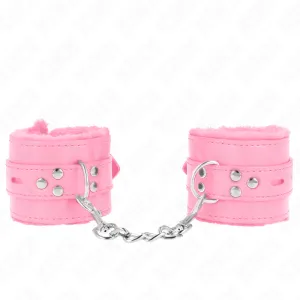 Handgelenkfesseln mit Quadratischen Löchern, Rosa und Rosa Gürtel, 17-29 cm X 6 cm von Kink Wrist Restraint | Fesselliebe.de