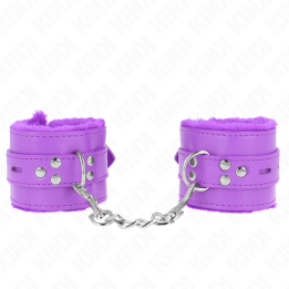 Handgelenkfesseln mit Quadratischen Löchern, Lila und Lila Gürtel, 17-29 cm X 6 cm von Kink Wrist Restraint | Fesselliebe.de