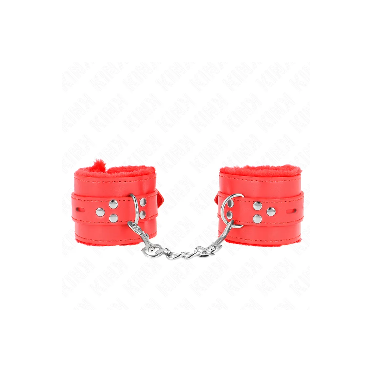 Handgelenkfesseln mit Quadratischen Löchern, Rot und Roter Gürtel, 17-29 cm X 6 cm von Kink Wrist Restraint | Fesselliebe.de