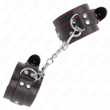 Handgelenkfesseln Schwarz mit Rotem Futter Verstellbar 20-28 cm X 5,5 cm von Kink Wrist Restraint | Fesselliebe.de