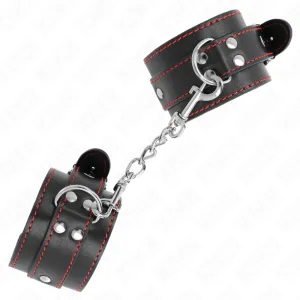 Handgelenkfesseln Schwarz mit Rotem Futter Verstellbar 20-28 cm X 5,5 cm von Kink Wrist Restraint