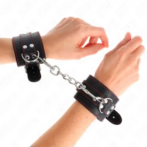 Handgelenkfesseln Schwarz mit Rotem Futter Verstellbar 20-28 cm X 5,5 cm von Kink Wrist Restraint