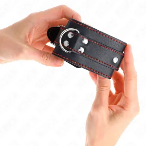 Handgelenkfesseln Schwarz mit Rotem Futter Verstellbar 20-28 cm X 5,5 cm von Kink Wrist Restraint