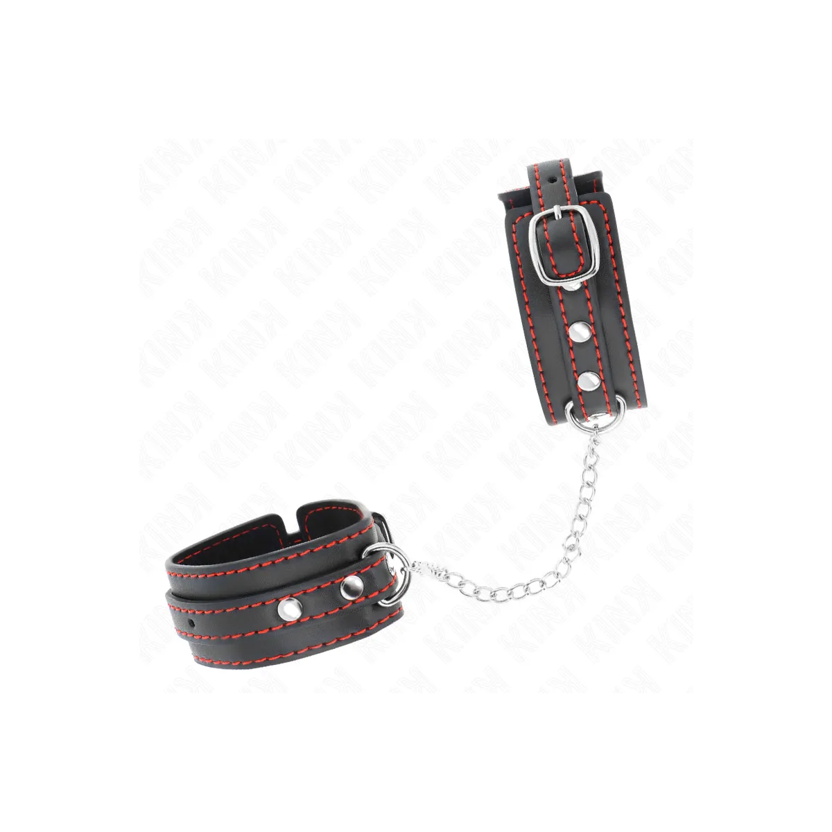 Kleine Handgelenksfesseln Schwarz mit Rotem Futter Verstellbar 14-24 cm X 3,5 cm von Kink Wrist Restraint | Fesselliebe.de