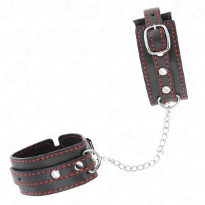 Kleine Handgelenksfesseln Schwarz mit Rotem Futter Verstellbar 14-24 cm X 3,5 cm von Kink Wrist Restraint