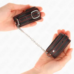 Kleine Handgelenksfesseln Schwarz mit Rotem Futter Verstellbar 14-24 cm X 3,5 cm von Kink Wrist Restraint