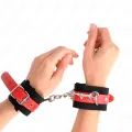Nylon Handgelenkfesseln Schwarz mit Kunstleder Rot Verstellbar 19-24 cm X 5,5 cm von Kink Wrist Restraint