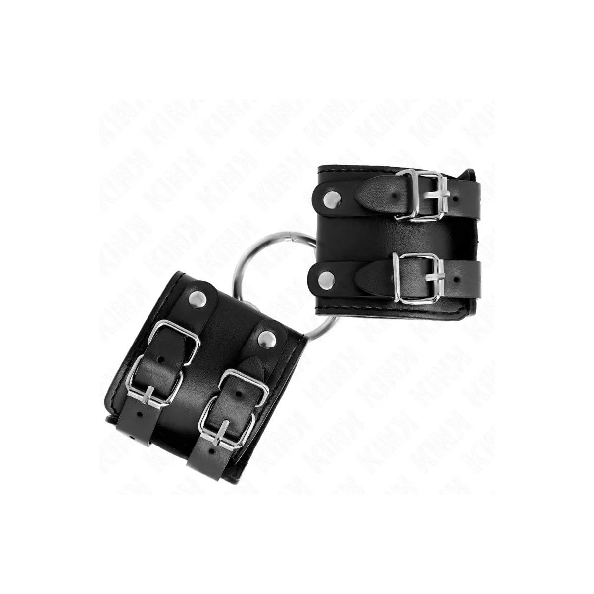 Feste Handgelenkfesseln mit Ring und Nieten Verstellbar Schwarz 17-22 cm X 6,5 cm von Kink Wrist Restraint | Fesselliebe.de