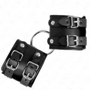 Feste Handgelenkfesseln mit Ring und Nieten Verstellbar Schwarz 17-22 cm X 6,5 cm von Kink Wrist Restraint