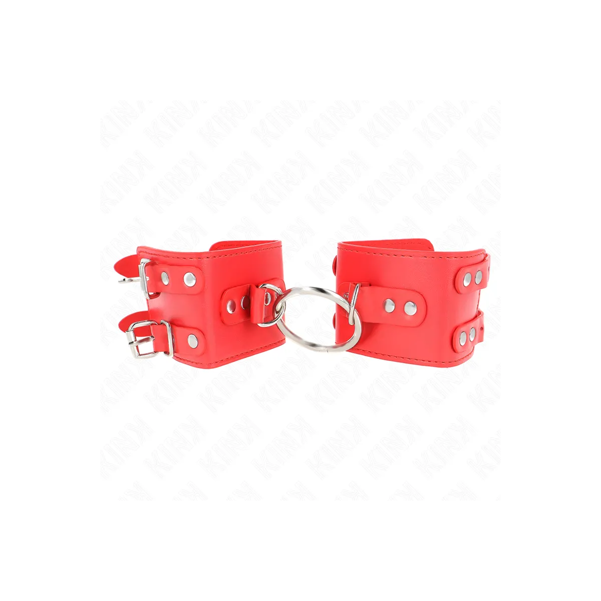 Feste Handgelenkfesseln mit Ring und Nieten Verstellbar Rot 17-22 cm X 6,5 cm von Kink Wrist Restraint | Fesselliebe.de