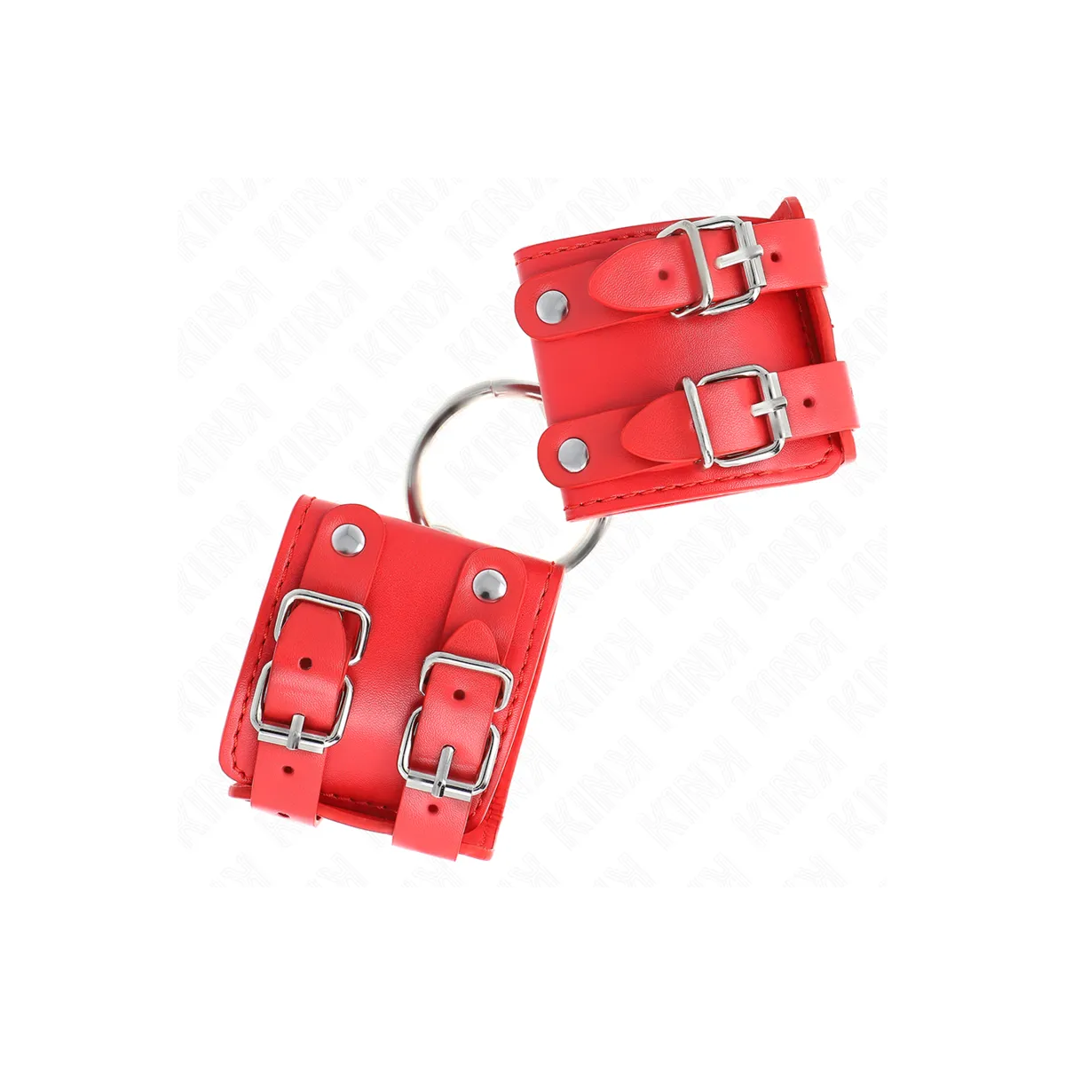 Feste Handgelenkfesseln mit Ring und Nieten Verstellbar Rot 17-22 cm X 6,5 cm von Kink Wrist Restraint | Fesselliebe.de