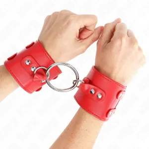 Feste Handgelenkfesseln mit Ring und Nieten Verstellbar Rot 17-22 cm X 6,5 cm von Kink Wrist Restraint