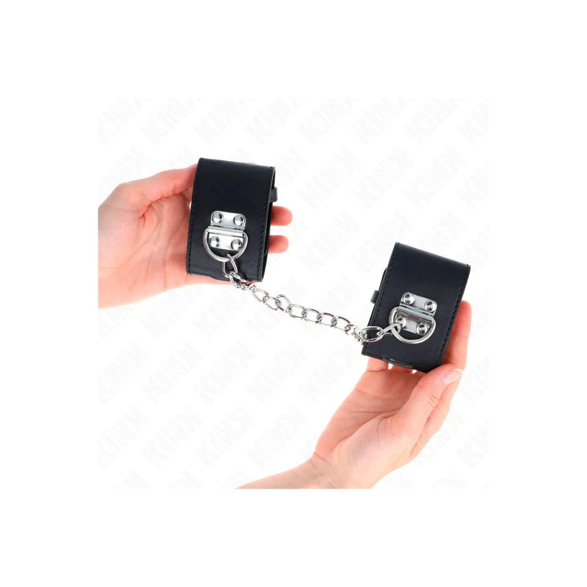 Feste Handgelenkfesseln mit Kette 30 cm und Verschluss Schwarz 16-23 cm X 5,5 cm von Kink Wrist Restraint | Fesselliebe.de