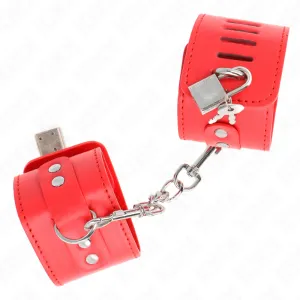 Handgelenkfesseln mit Vorhängeschloss Verschluss Rot Verstellbar 16-23 cm X 5,5 cm von Kink Wrist Restraint