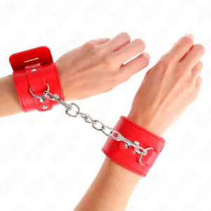 Handgelenkfesseln mit Vorhängeschloss Verschluss Rot Verstellbar 16-23 cm X 5,5 cm von Kink Wrist Restraint