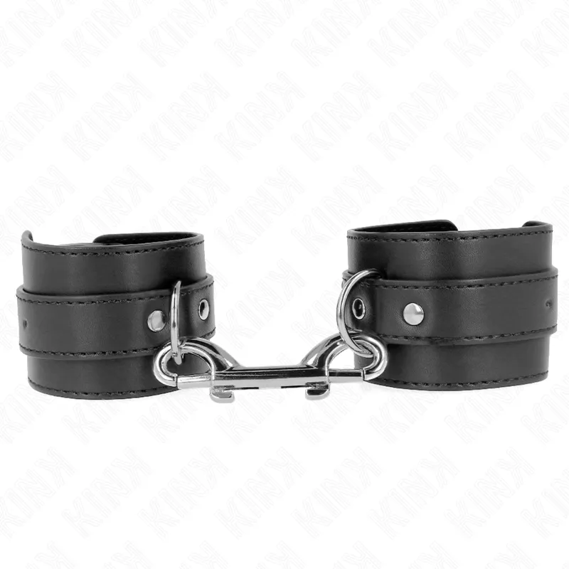 Handgelenkfesseln - Einzelne Nietenreihe und Schnalle Schwarz Verstellbar 17-28 cm X 5 cm von Kink Wrist Restraint | Fesselliebe.de
