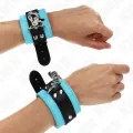 Premium Abschließbare Handgelenkfesseln Schwarz/Blau Verstellbar 21-28 cm X 5,5 cm von Kink Wrist Restraint