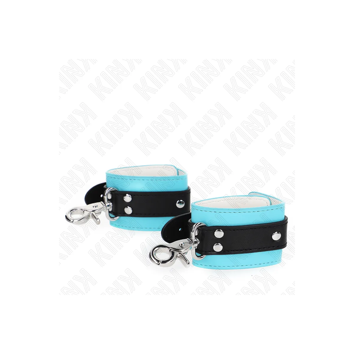 Premium Abschließbare Handgelenkfesseln Schwarz/Blau Verstellbar 21-28 cm X 5,5 cm von Kink Wrist Restraint | Fesselliebe.de