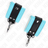 Premium Abschließbare Handgelenkfesseln Schwarz/Blau Verstellbar 21-28 cm X 5,5 cm von Kink Wrist Restraint | Fesselliebe.de