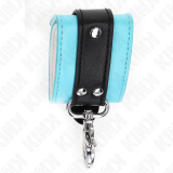 Premium Abschließbare Handgelenkfesseln Schwarz/Blau Verstellbar 21-28 cm X 5,5 cm von Kink Wrist Restraint | Fesselliebe.de