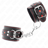 Schwarze Handgelenkfesseln mit Roter Herzeinlage, Verstellbar 21-28 cm X 5,5 cm von Kink Wrist Restraint | Fesselliebe.de