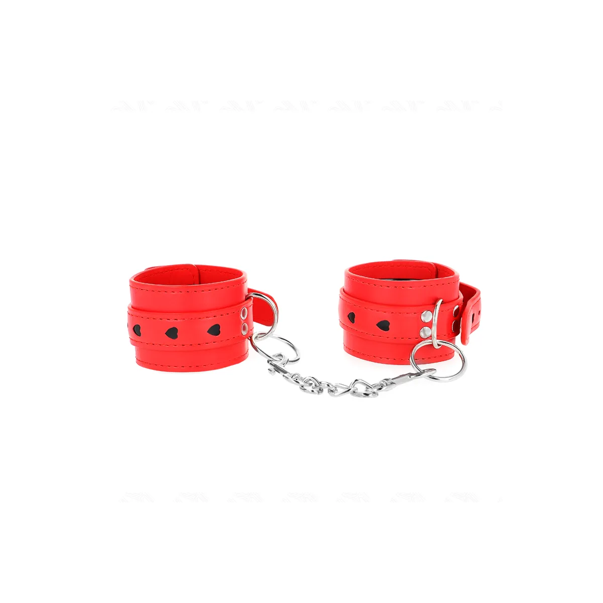 Rote Handgelenksfesseln mit Schwarzer Herzeinlage, Verstellbar 21-28 cm X 5,5 cm von Kink Wrist Restraint | Fesselliebe.de