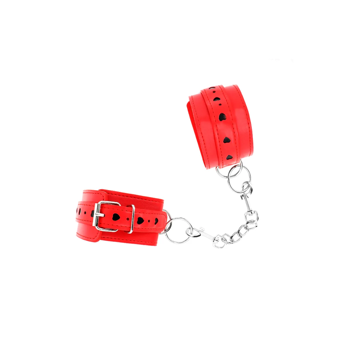 Rote Handgelenksfesseln mit Schwarzer Herzeinlage, Verstellbar 21-28 cm X 5,5 cm von Kink Wrist Restraint | Fesselliebe.de