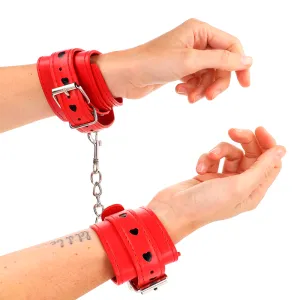 Rote Handgelenksfesseln mit Schwarzer Herzeinlage, Verstellbar 21-28 cm X 5,5 cm von Kink Wrist Restraint