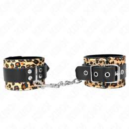 Leopard Handgelenkfessel aus Echtleder, Verstellbar 18-29 cm X 5,5 cm von Kink Wrist Restraint | Fesselliebe.de