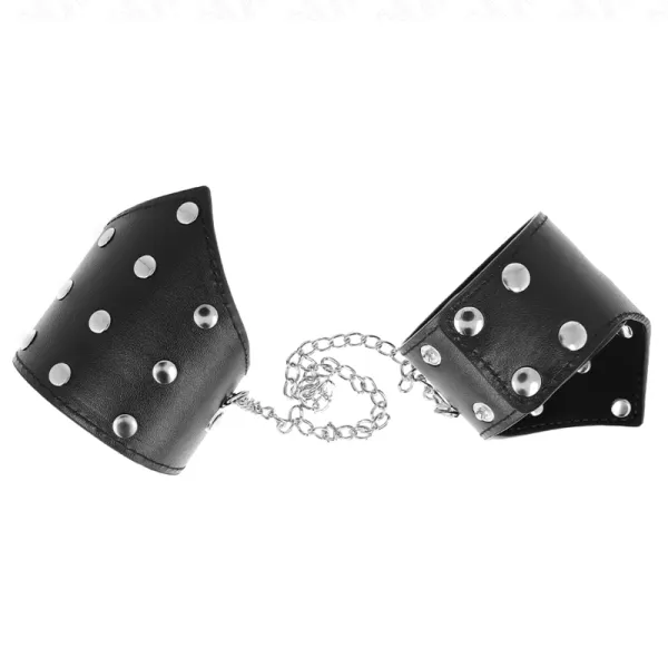 Schwarze Armbänder Im Point-Stil mit Kette, Verstellbar 17-23 cm X 8,5 cm von Kink Wrist Restraint | Fesselliebe.de
