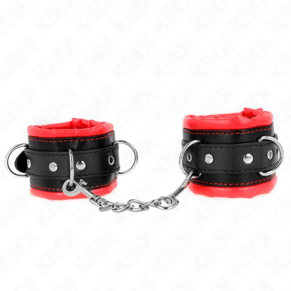 Schwere Handgelenksfesseln mit Rotem Pelzfutter, Verstellbar 20-30 cm X 6 cm von Kink Wrist Restraint | Fesselliebe.de