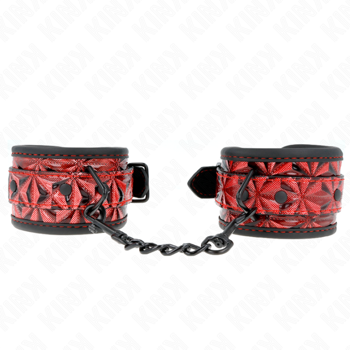 Handgelenkfesseln mit Rautenmuster, Dunkelrot, Verstellbar 17-26 cm X 5,5 cm von Kink Wrist Restraint | Fesselliebe.de